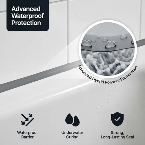 Miniatura 4 de Hemway - Sellador y adhesivo híbrido de polímero todo en uno para construcción - Gris antracita Impermeable y pinta sobre 300 ml