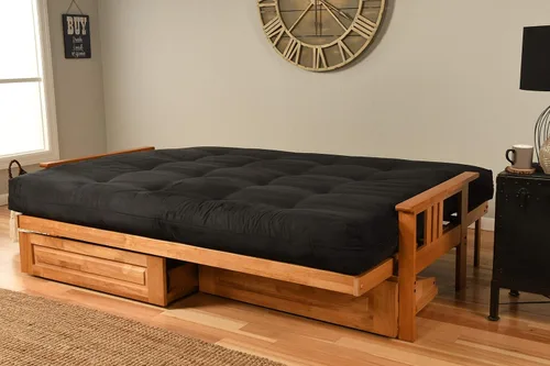 Miniatura 6 de Kodiak Furniture Monterey - Futón tamaño Queen, cajones de almacenamiento, acabado de nuez con colchón negro de gamuza
