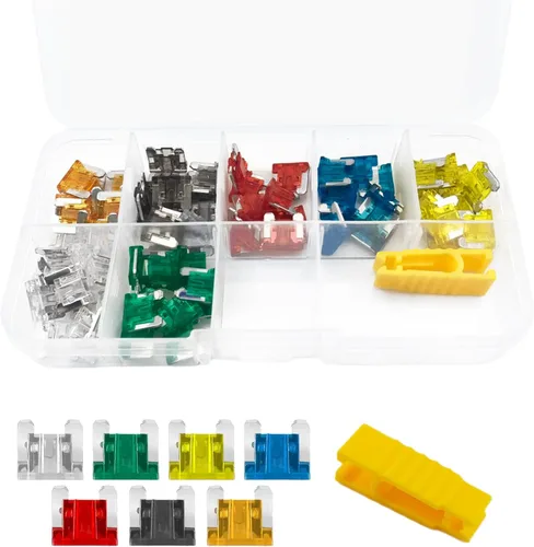 Kit surtido de fusibles estándar de 70 piezas, 5A, 7.5A, 10A, 15A, 20A, 25A, 30A, mini fusibles de inserción coloridos para automóvil, barco,