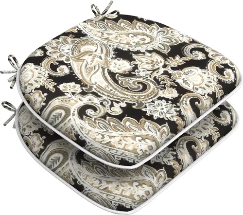 Miniatura 16 de DYTXIII Juego de 2 cojines para sillas de exterior con lazos, almohadillas repelentes al agua para sillas de patio de 17 x 16 pulgadas para muebles