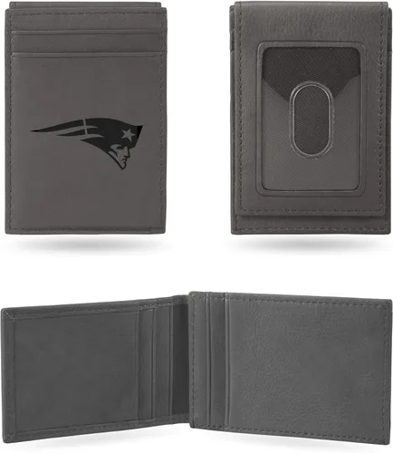 Miniatura 24 de Rico Industries - Cartera de bolsillo frontal con grabado láser NFL de fútbol, gris, compacta/cómoda/delgada