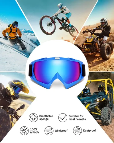Miniatura 5 de KEMIMOTO Gafas de motocross y ATV/UTV con protección anti UV Lente azul-azul