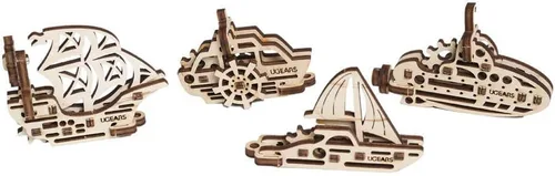 Miniatura 2 de Mechanical UGEARS Rompecabezas 3D de madera U-Fidgets-Ships. Juego de construcción de 4 modelos