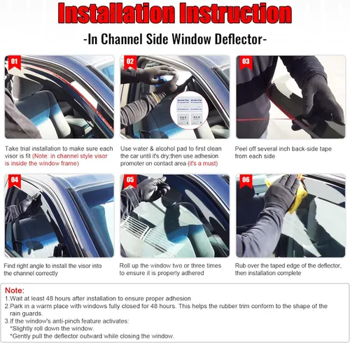 Miniatura 7 de IKON MOTORSPORTS Viseras de ventana de canal compatibles con Chevrolet Equinox 2010-2017, protectores de lluvia acrílicos ahumado/tintados
