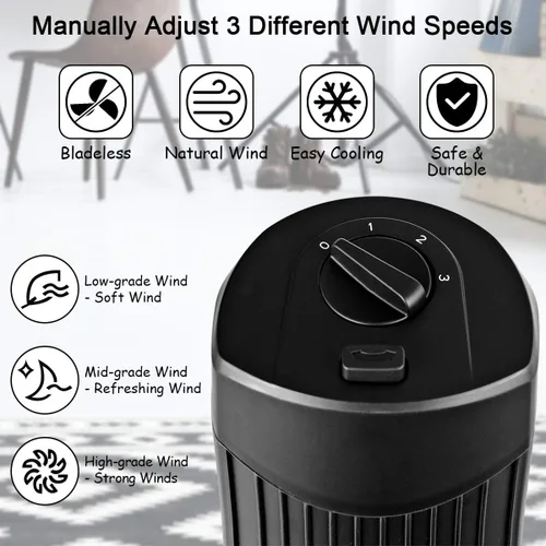 Miniatura 6 de COSTWAY Ventilador de torre, ventilador de torre oscilante de 28 pulgadas, enfriamiento silencioso para toda la habitación, 3 velocidades, 3 modos