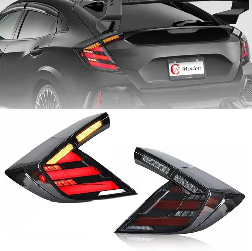 HCmotion Luces traseras LED ensambladas para Honda Civic 10Th Gen Tipo R Hatchback FK7 FK8 2016-2021 Lámpara trasera con señal secuencial, LED DRL