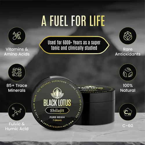 Miniatura 6 de Black Lotus Pure Shilajit Resina, 0.27 oz, 100% Shilajit natural puro para hombres y mujeres con aminoácidos, 175 mg de ácido fúlvico, 85 minerales
