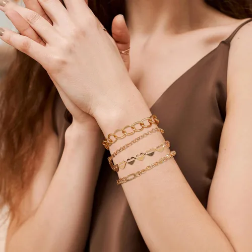Miniatura 174 de Long tiantian Pulsera de oro gruesa para mujer, pulseras de oro delicadas, pulseras para mujer, pulseras apilables de eslabones de cadena