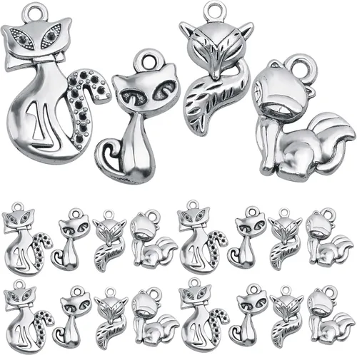 Miniatura 10 de 40 dijes de plata antigua con diseño de lobo de aleación vintage, suministros de manualidades para manualidades, collares, pulseras, llaveros