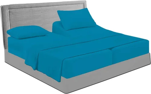 Miniatura 20 de Base de cama ajustable – Juego de sábanas de cabeza dividida superior tamaño Queen – Sábanas de 100% algodón egipcio sólido color azul aguamarina