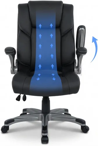 Miniatura 8 de COLAMY Silla Ergonómica de Oficina Ejecutiva con Cuero Sintético Grueso, Reposabrazos Abatibles, Respaldo Alto Ajustable en Altura e Inclinación