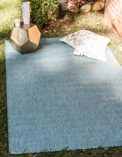 Miniatura 19 de Unique Loom Collection Alfombra de Área Plana Casual de Transición Sólida Jaspeada para Interiores/Exteriores (Pasillo 2' x 6' 1", Azul/Azul Marino)