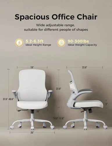 Miniatura 2 de Silla de oficina, sillas de escritorio ergonómicas de malla, cómoda silla de juegos para computadora con altura ajustable y reposabrazos abatibles