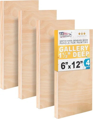 Miniatura 11 de U.S. Art Supply Paneles de madera acunados sin terminar de 6 x 24 pulgadas para pintura, galería de 1-1/2 pulgadas de profundidad (paquete de 2)