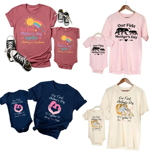 Miniatura 3 de Camisa a juego para el primer día de la madre para mamá, regalo para nueva mamá, malva jaspeada