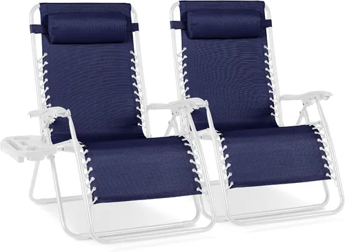 Miniatura 20 de Best Choice Products - Juego de 2 sillas reclinables y ajustables de malla y acero, sillas con sensación gravedad cero con cojines y bandejas