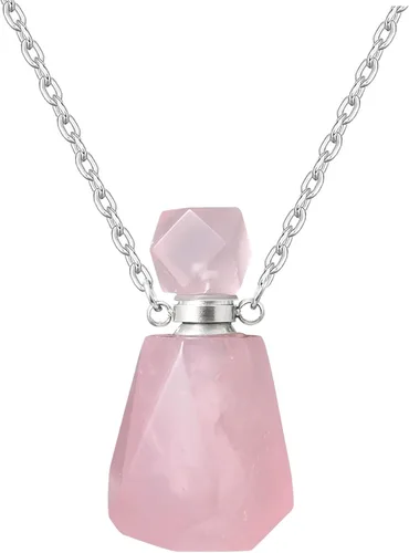 Miniatura 55 de Perfume Bottle Necklace Heart Shape, Amethyst Necklace Healing Crystal for Women, Essential Oil Diffuser Bottle Necklace Jewelry for Liquid