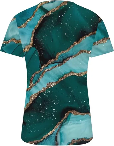 Miniatura 155 de Summer Shirts for Women 2025 Plus Size Short Sleeve Henley Tops Marble Floral Loose Tshirt Tee Casual Dressy Tunics