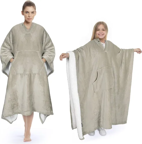 Miniatura 12 de Tirrinia Poncho Blanket Super Soft Comfy Plush Wearable Fleece 2-in-1 Blanket for Adult Women Men Kids