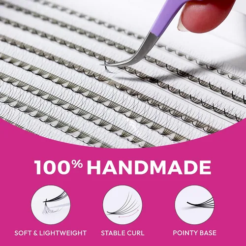 Miniatura 4 de Eyesy Lash 600 Fáciles Extensiones de Pestañas Prefabricadas en Abanico - 5D 0.07 mm Rizado D, Largos Mixtos 8-16 mm - Bandejas de Pestañas