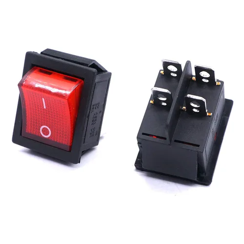 Miniatura 4 de Taiss 5 interruptores basculantes DPST ON/OFF de 4 pines 2 posiciones 16A 250VAC/20A 125VAC con luz roja iluminada interruptor de palanca basculante