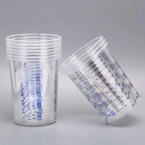 Miniatura 4 de 10 unids 20.3 fl oz pintura de plástico transparente mezcla líquida graduada taza de medición color al azar