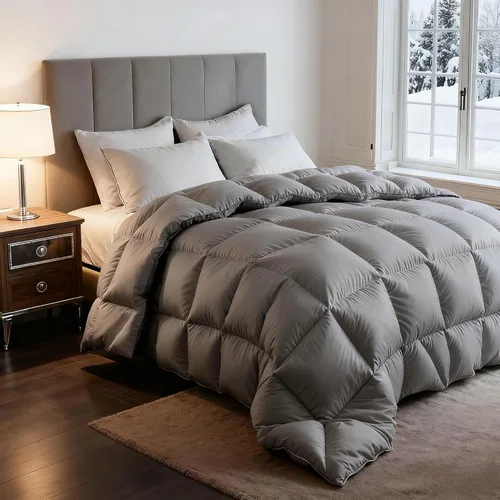 Edredón de Fibra de Plumón Pesado Tamaño King Extragrande - Relleno de Edredón de Invierno Más Grueso Estilo Hotel de Alto Poder de Relleno para Gris