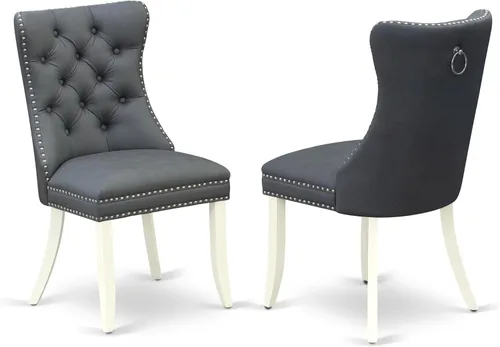 Miniatura 6 de East West Furniture SHDA5-WHI-13 - Juego de cocina de 5 piezas, incluye una mesa de comedor redonda con pedestal y 4 sillas Parson tapizadas de tela