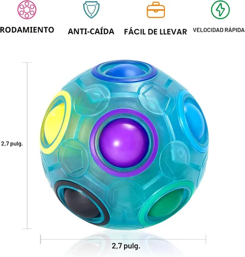 Miniatura 2 de Vdealen Bola Mágica de Rompecabezas del Arco Iris, Rompecabezas de Bola Antiestrés Estimulante Mental, Juguete Antiestrés para Niños y Niñas