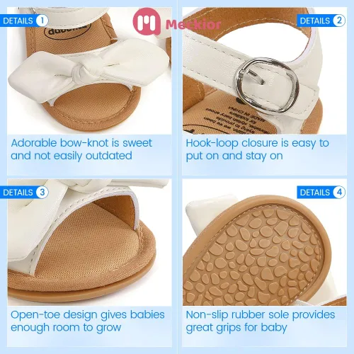 Miniatura 40 de Meckior Sandalias de verano con punta abierta y suave de piel sintética para bebés y niñas pequeñas