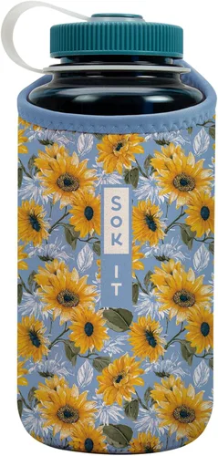 Miniatura 260 de Sok It BotlSok Funda para botella de agua con cubierta de neopreno aislante (Floral abstracto, se ajusta a CamelBak o Nalgene de 12 onzas)