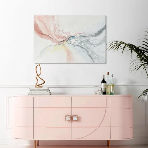 Miniatura 2 de Lienzo abstracto rosa para pared, pintura al óleo pintada a mano en rosa y gris, arte moderno con forma de flujo de agua para dormitorio, sala