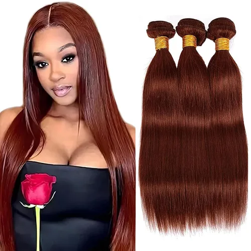 Miniatura 61 de Color 30 paquetes de cabello humano marrón onda del cuerpo paquetes 8 10 12 pulgadas brasileño virgen Remy extensiones de cabello humano doble trama