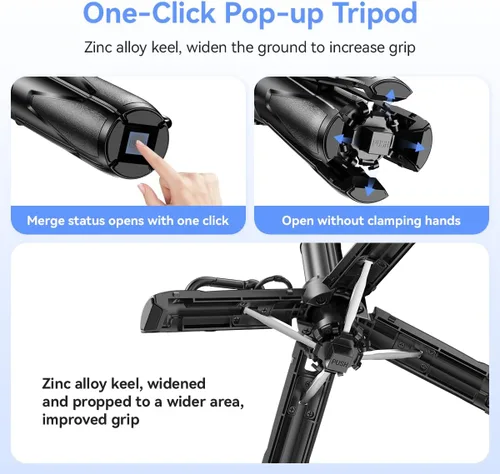 Miniatura 3 de Mini trípode retráctil para teléfono celular, trípode portátil para selfie stick de viaje con soporte para teléfono celular de control remoto