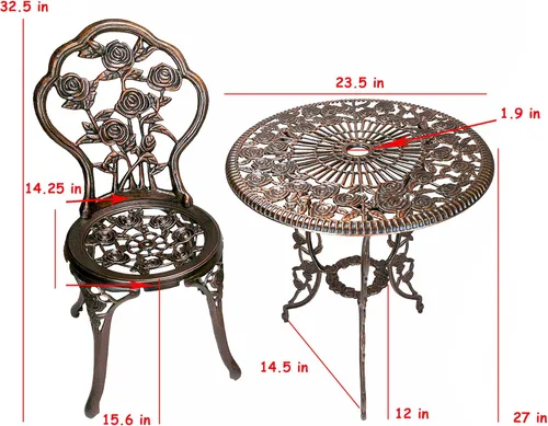 Miniatura 2 de Oakland Living Juego de 3 piezas Rose Bistro con mesa superior de aluminio fundido de 23.5 pulgadas Bronce antiguo