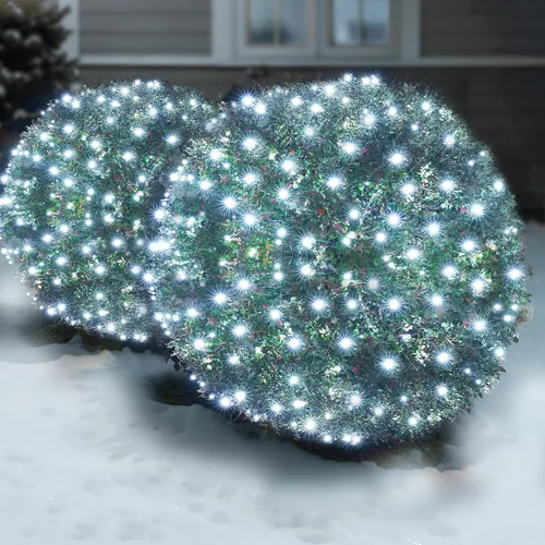 Miniatura 10 de Red de luces LED verdes de Navidad para exteriores, 120 LED de 6 x 5 pies, tira de luces de malla conectables para exteriores e interiores