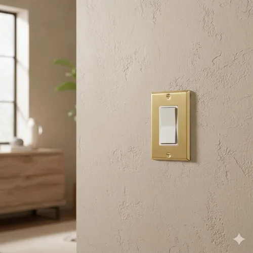 Miniatura 3 de Rio Salto BRASS - Placa de pared de metal dorado para interruptor de luz, placa de pared para receptáculo, cubiertas basculantes de 1 banda, latón