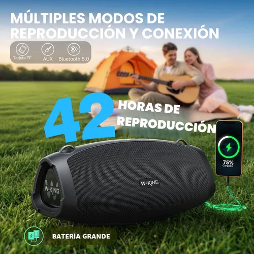 Miniatura 6 de W-KING Altavoz Bluetooth Potente, Altavoces Portátiles Bluetooth Inalámbricos de 120W Máximo, IPX6 Impermeable Altavoz Grande para Fiestas al Aire