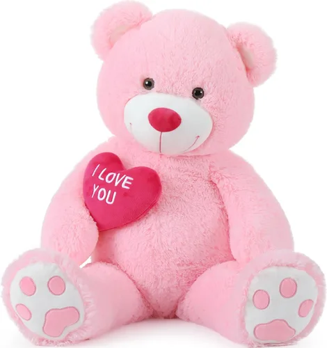 Miniatura 17 de MaoGoLan Oso de peluche gigante de 52" Oso de peluche - Te amo Corazón rojo Oso de peluche grande para regalo de San Valentín, aniversario, larga