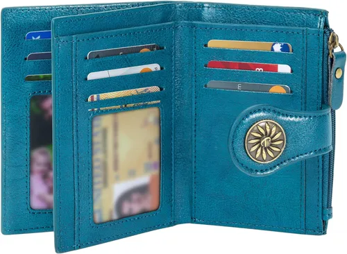 Miniatura 18 de Tipmile Billeteras pequeñas de cuero para mujer, con 2 ventanas de identificación, con bloqueo RFID, tarjetero con cremallera y bolsillo