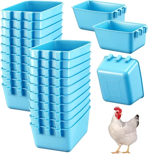 Miniatura 9 de Maxdot 20 piezas de tazas de jaula para comedero de pollo, regaderas para aves de 16 oz, comederos para pájaros colgantes, jaula para conejos, tazón