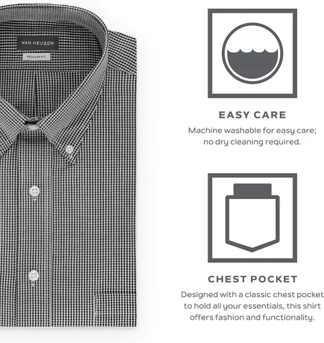 Miniatura 5 de Van Heusen Camisa de vestir con cuello con botones y corte regular para hombre, Azul cobalto
