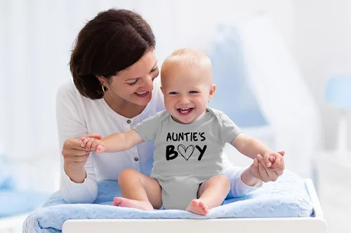Miniatura 5 de AW Fashions Auntie's Boy - Body para bebé, divertido y lindo traje para bebé, adorable mameluco para recién nacido Gris (Sports Grey)