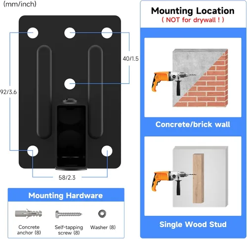 Miniatura 7 de suptek Soportes de pared para altavoces, soportes de altavoz dobles para altavoces de sonido envolvente, soporte universal, estantes giratorios