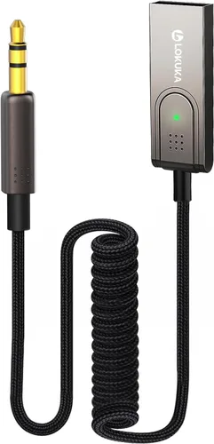 Adaptador Bluetooth 5.3 a auxiliar para automóvil, receptor USB a TRS de 0.138 in - Añade Bluetooth al automóvil, altavoz, audio estéreo doméstico