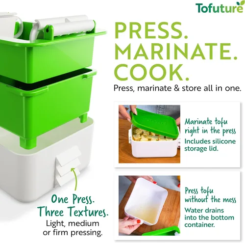 Miniatura 4 de Tofuture Prensa de tofu de Tofuture - La prensa original y mejor para tofu. Elimina fácil y rápidamente el agua del tofu para mejorar el sabor y dar