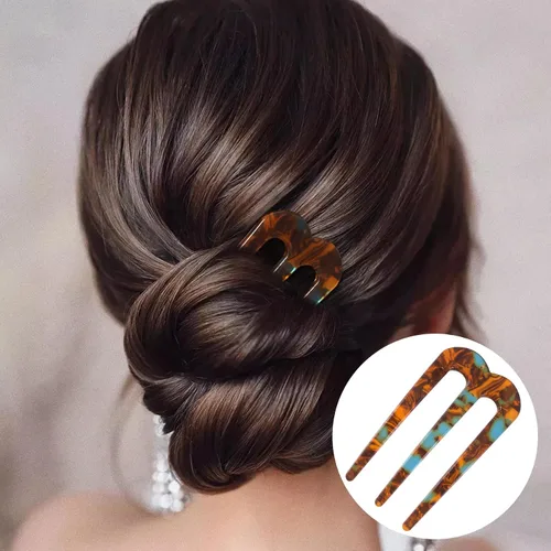 Miniatura 7 de 2 horquillas de pelo francés grandes en forma de U para mujeres, horquillas de pelo de 3 puntas para moños, horquilla de pelo con giro francés