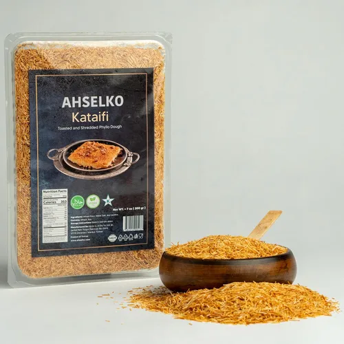 Miniatura 7 de Ahselko Kataifi - Masa filo rallada de 7.05 oz (7 onzas) – Hilos de pastelería Kadayif tostados para relleno de chocolate Kunafa, Baklava y Dubai