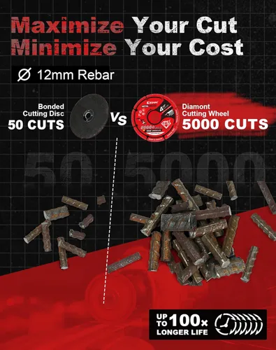 Miniatura 3 de Rueda de corte de diamante EZARC de 4 1/2 x 7/8 pulgadas para metal, rueda de corte con más de 5000 cortes en barras de refuerzo, acero, hierro