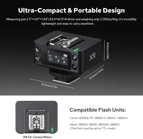 Miniatura 8 de Godox XR TTL Receptor flash inalámbrico para Canon Nikon, actualización de Godox X1R, sincronización de disparador remoto HSS 2.4G con X3/X3Pro
